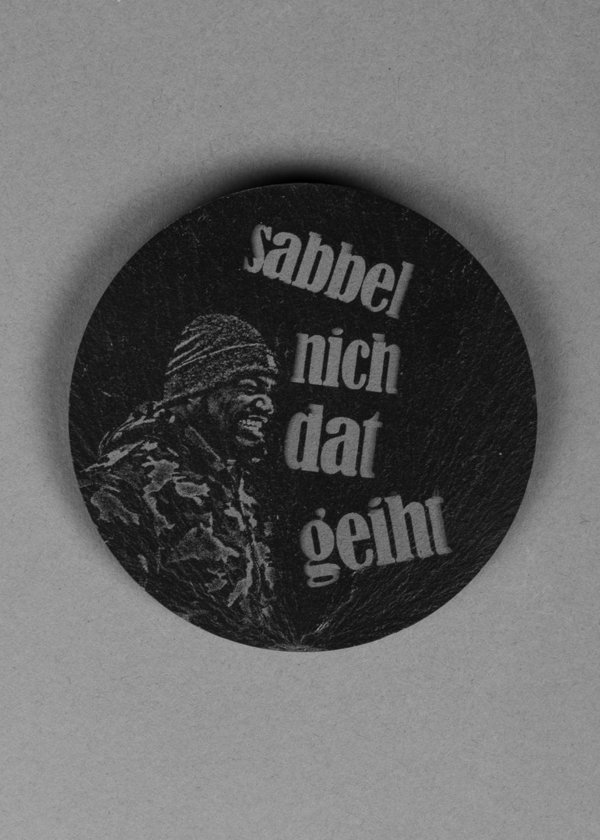 4er-Set Getränkeuntersetzer aus Schiefer "sabbel nich"
